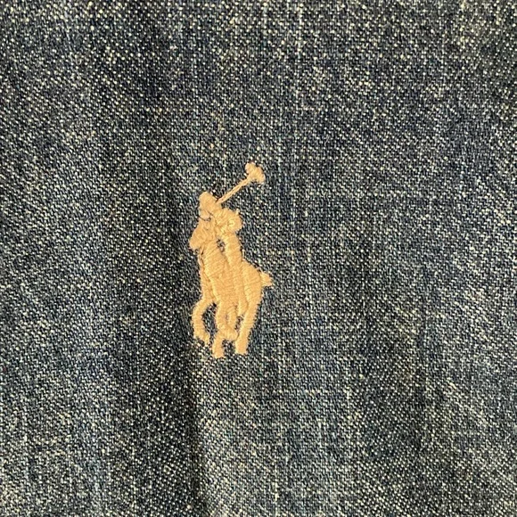 Ralph Lauren Denim Dress Long Sleeve Button Down Size L Dark Wash Blue - Picture 3 of 14